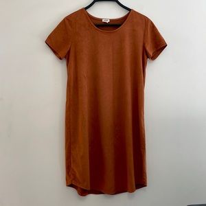 Garage - Faux Suede Tshirt Dress - Rusty Orange